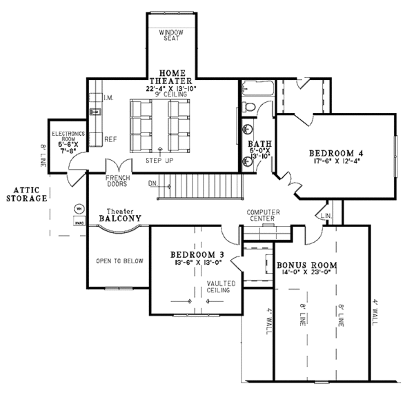 House Design - Country Floor Plan - Upper Floor Plan #17-3283
