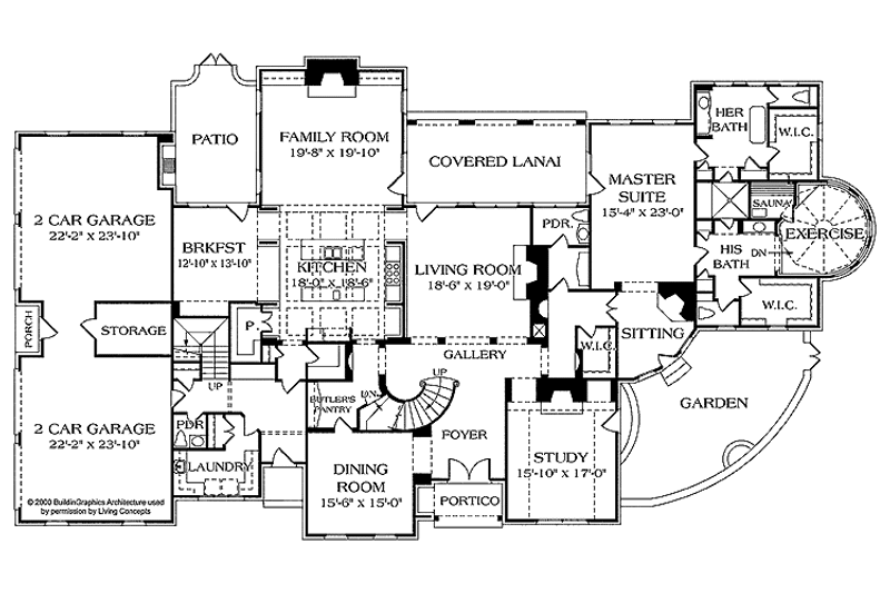 Architectural House Design - Floor Plan - Main Floor for European House Plan #453-378 - 6 bed, 6 bath