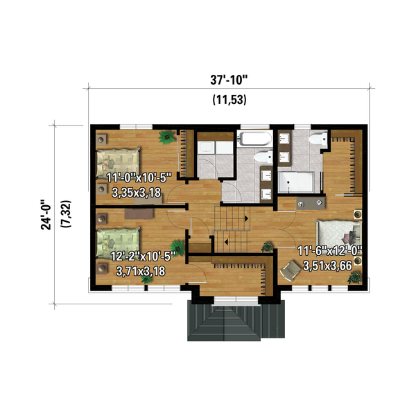 Farmhouse Floor Plan - Upper Floor Plan #25-4999