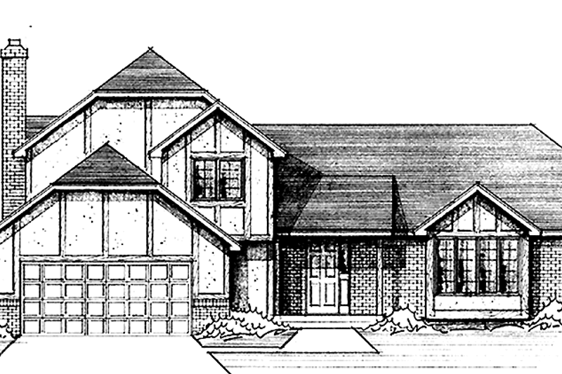 House Blueprint - Tudor Exterior - Front Elevation Plan #51-715