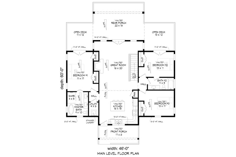 House Blueprint - Floor Plan - Main Floor for Contemporary House Plan #932-784 - 3 bed, 3 bath