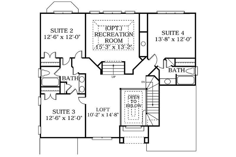 Home Plan - Floor Plan - Upper Floor for Mediterranean House Plan #453-113 - 4 bed, 3.5 bath