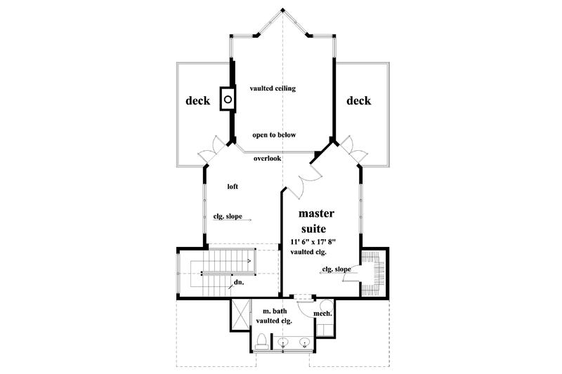 House Blueprint - Floor Plan - Upper Floor for Contemporary House Plan #930-152 - 2 bed, 2.5 bath