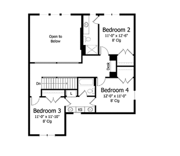 Home Plan - Colonial Floor Plan - Upper Floor Plan #51-1021