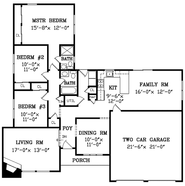 Dream House Plan - Ranch Floor Plan - Main Floor Plan #314-262