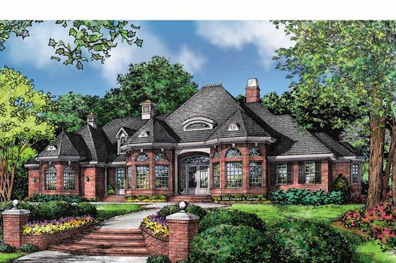 Exterior - Front Elevation 3 for European House Plan #929-877 - 4 bed, 3 bath
