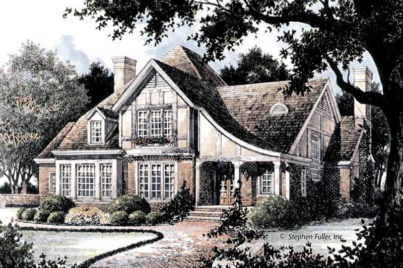 Home Plan - Exterior - Front Elevation 3 for Tudor House Plan #429-364 - 4 bed, 3.5 bath