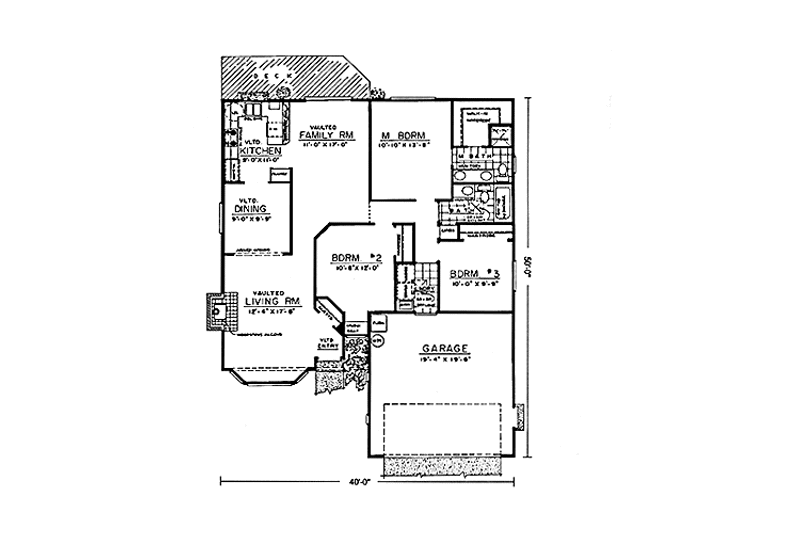 Architectural House Design - Floor Plan - Main Floor for Traditional House Plan #303-466 - 3 bed, 2 bath