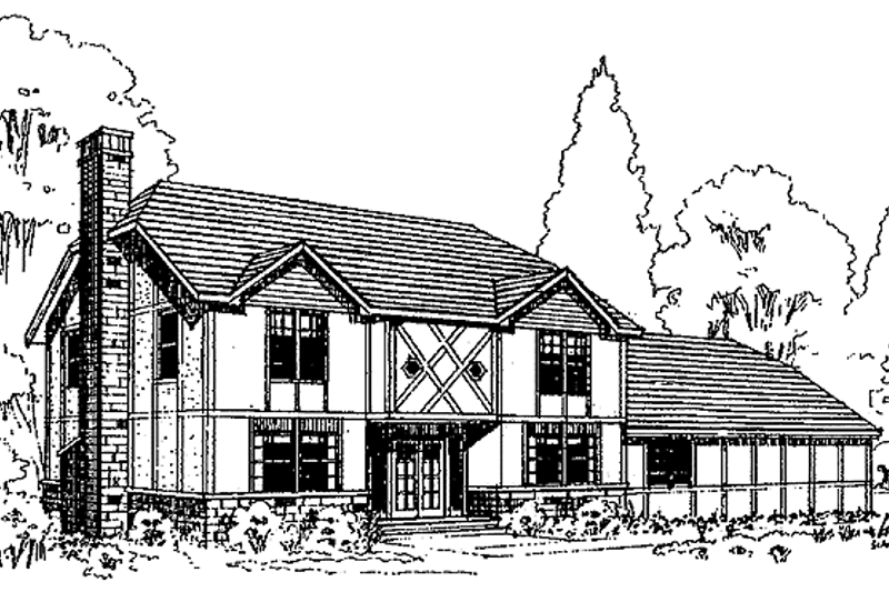 Dream House Plan - Tudor Exterior - Front Elevation Plan #60-790