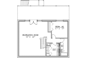 Floor Plan - Lower Floor for Log House Plan #117-122 - 2 bed, 2.5 bath