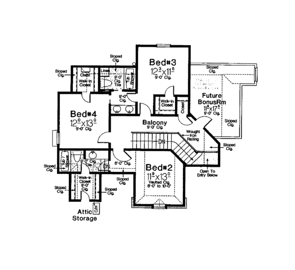 Architectural House Design - Country Floor Plan - Upper Floor Plan #310-1252