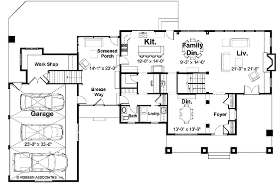 Floor Plan - Main Floor for Colonial House Plan #928-97 - 4 bed, 3.5 bath