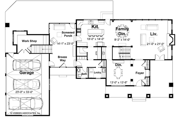 Home Plan - Colonial Floor Plan - Main Floor Plan #928-97