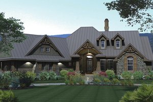 Exterior - Front Elevation 3 for Country House Plan #120-243 - 3 bed, 2.5 bath