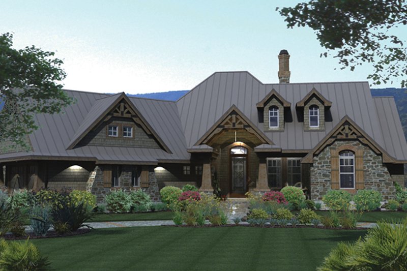 Architectural House Design - Exterior - Front Elevation 3 for Country House Plan #120-243 - 3 bed, 2.5 bath