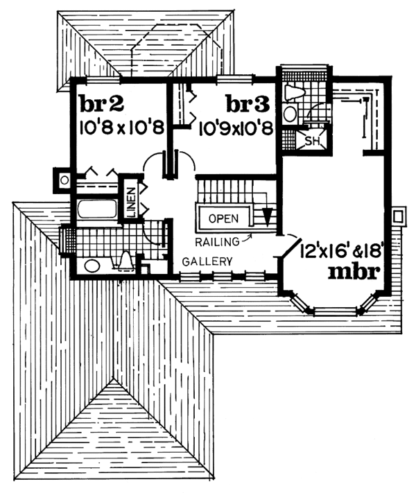 House Blueprint - Victorian Floor Plan - Upper Floor Plan #47-984