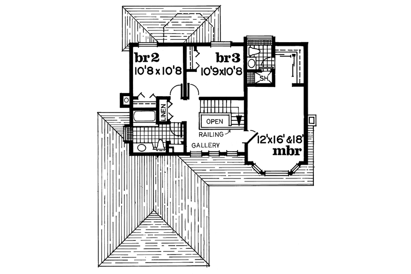 House Blueprint - Floor Plan - Upper Floor for Victorian House Plan #47-984 - 3 bed, 2.5 bath
