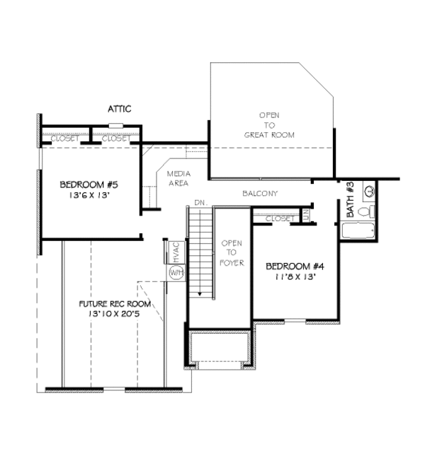 Traditional Floor Plan - Upper Floor Plan #424-286