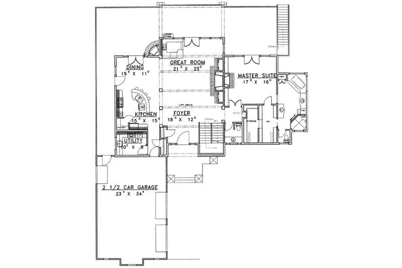 Dream House Plan - Floor Plan - Main Floor for Craftsman House Plan #117-383 - 3 bed, 3.5 bath