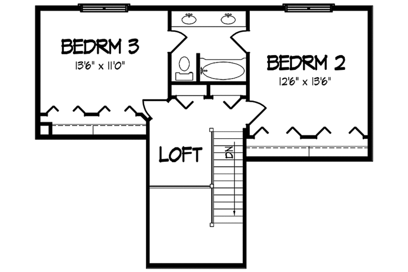 Dream House Plan - Floor Plan - Upper Floor for Country House Plan #320-1456 - 3 bed, 2.5 bath