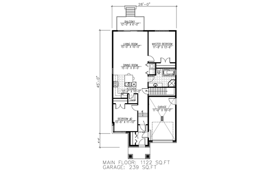 Floor Plan - Main Floor for Modern House Plan #138-383 - 2 bed, 1 bath