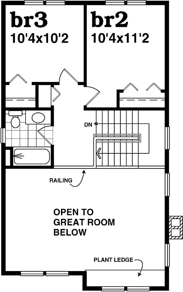 House Blueprint - Victorian Floor Plan - Upper Floor Plan #47-1021
