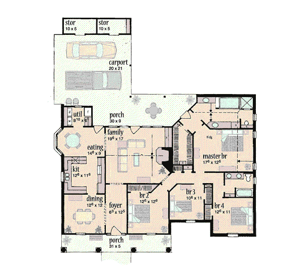 House Design - Country Floor Plan - Main Floor Plan #36-172