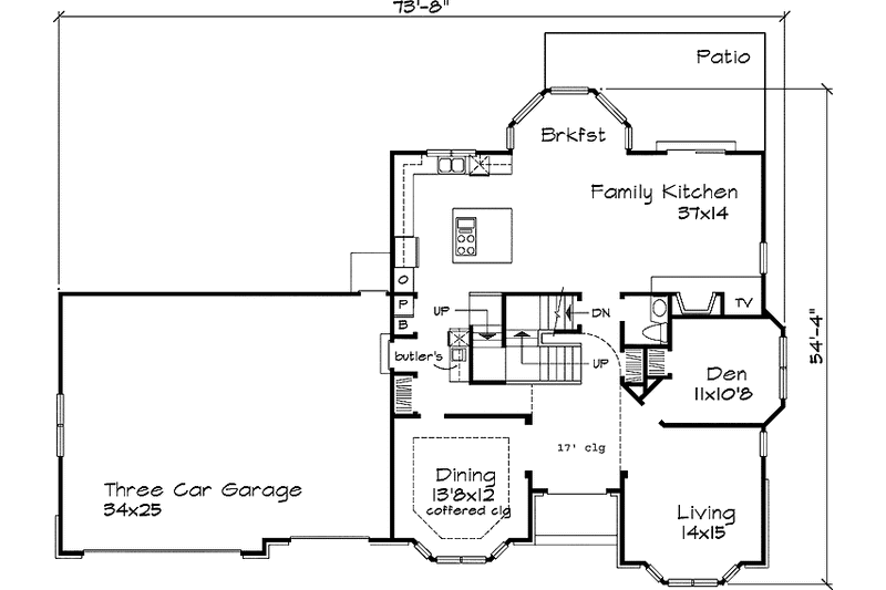 Home Plan - Floor Plan - Main Floor for Prairie House Plan #320-620 - 3 bed, 3.5 bath