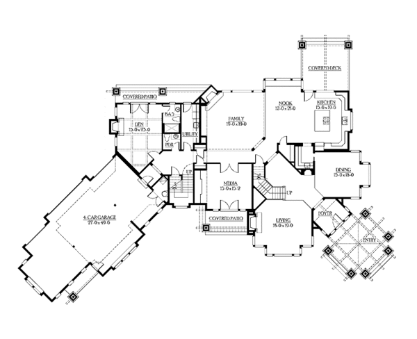Architectural House Design - Craftsman Floor Plan - Main Floor Plan #132-520