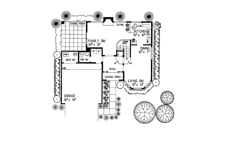 Home Plan - Floor Plan - Main Floor for Mediterranean House Plan #72-913 - 3 bed, 2.5 bath