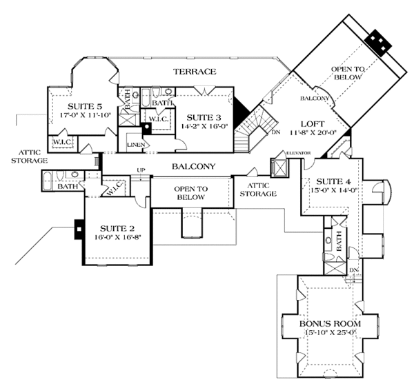 Home Plan - European Floor Plan - Upper Floor Plan #453-595