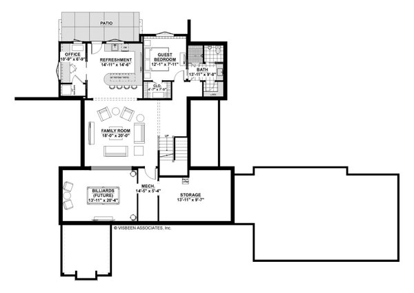Architectural House Design - Farmhouse Floor Plan - Lower Floor Plan #928-371