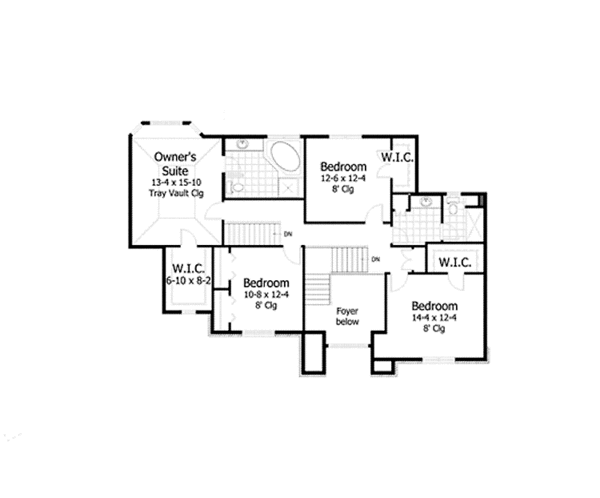 Dream House Plan - Traditional Floor Plan - Upper Floor Plan #51-1110