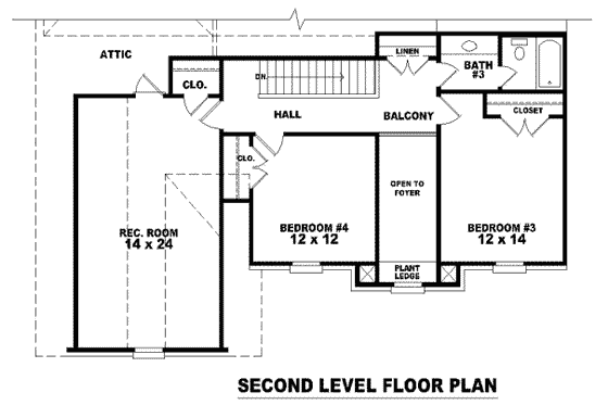 Floor Plan - Upper Floor for European House Plan #81-971 - 3 bed, 3 bath