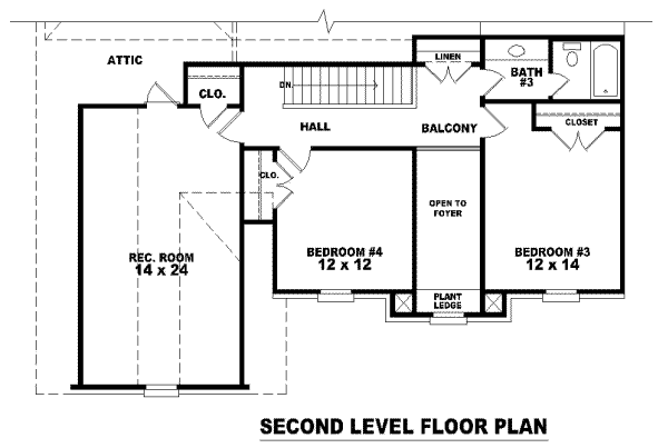 Floor Plan - Upper Floor for European House Plan #81-971 - 3 bed, 3 bath