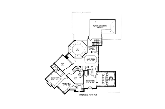 Floor Plan - Upper Floor for European House Plan #141-315 - 5 bed, 5.5 bath