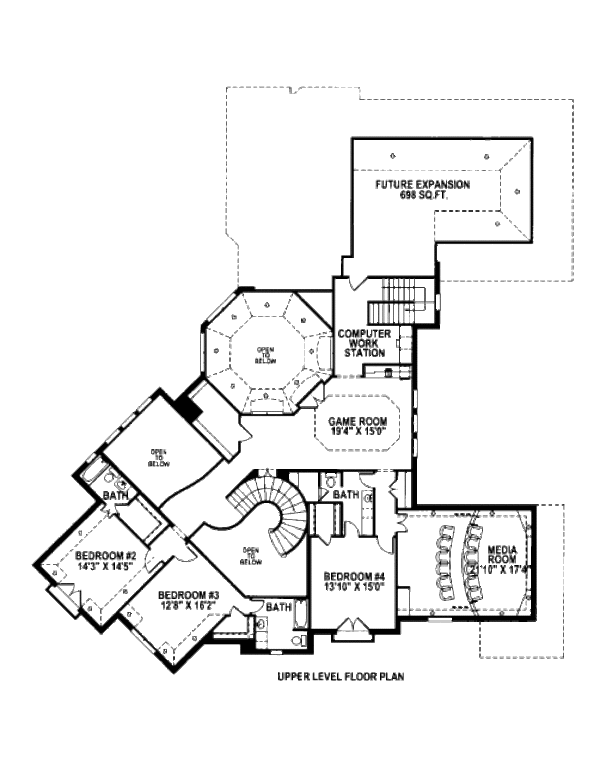 European Floor Plan - Upper Floor Plan #141-315