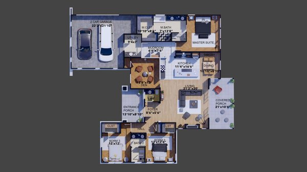 Contemporary Floor Plan - Main Floor Plan #1110-6