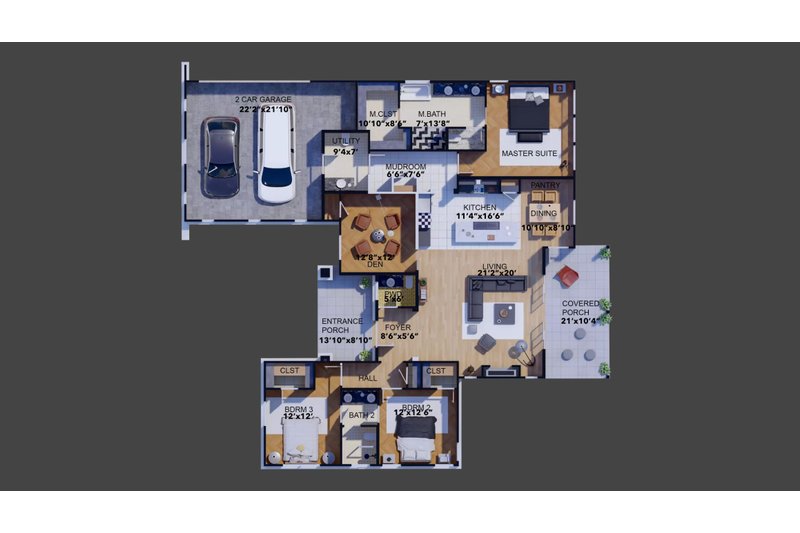 Home Plan - Floor Plan - Main Floor for Contemporary House Plan #1110-6 - 3 bed, 2.5 bath