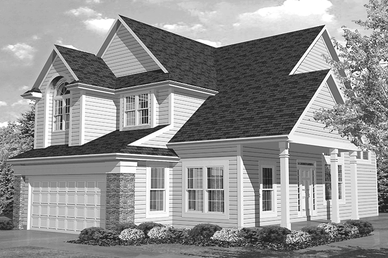 Dream House Plan - Prairie Exterior - Front Elevation Plan #320-1405
