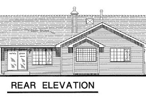 Exterior - Rear Elevation for Ranch House Plan #18-192 - 3 bed, 2 bath