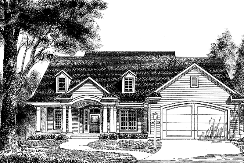 Architectural House Design - Exterior - Front Elevation 3 for Country House Plan #70-1343 - 3 bed, 2 bath