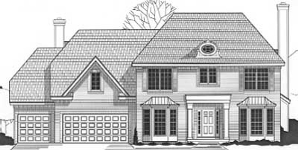 Exterior - Front Elevation 2 for Traditional House Plan #67-561 - 4 bed, 3.5 bath