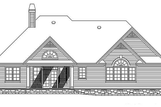 Exterior - Rear Elevation 1 for Country House Plan #929-10 - 3 bed, 2 bath