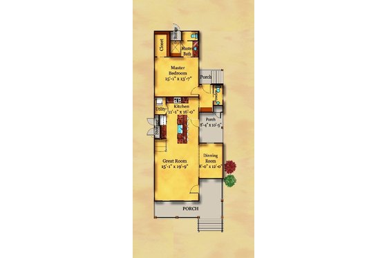 Floor Plan - Main Floor for Beach House Plan #442-2 - 3 bed, 2.5 bath