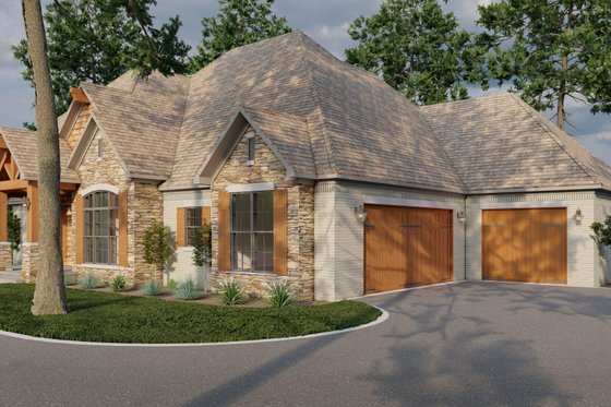 Exterior - Front Elevation 3 for European House Plan #923-80 - 3 bed, 2.5 bath