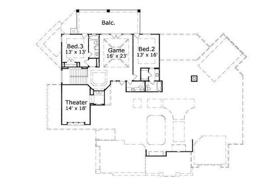 Floor Plan - Upper Floor for Mediterranean House Plan #411-724 - 4 bed, 4.5 bath
