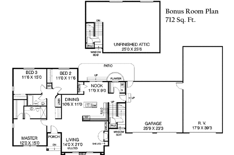 House Plan Design - Floor Plan - Main Floor for Contemporary House Plan #60-367 - 3 bed, 2 bath