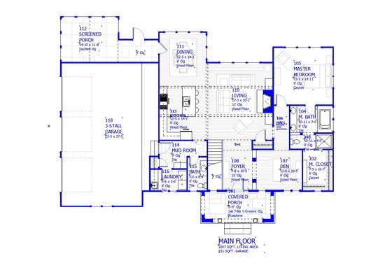 Floor Plan - Main Floor for Cottage House Plan #901-139 - 3 bed, 2.5 bath