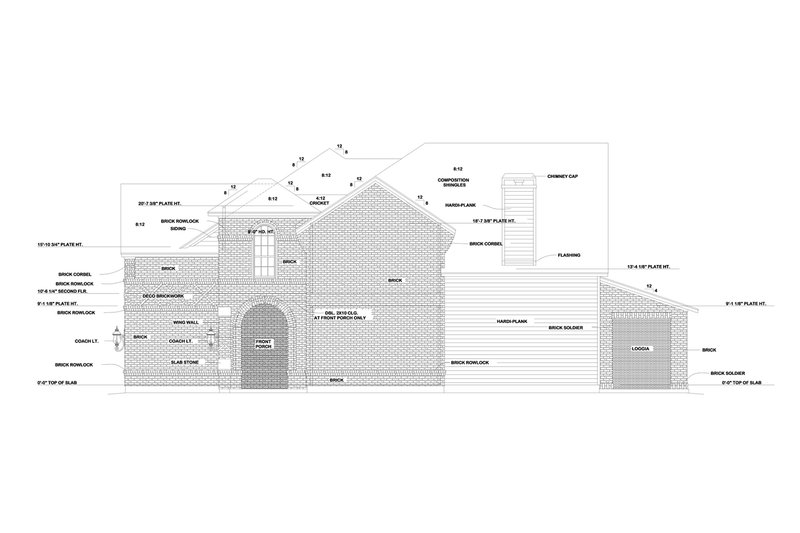 House Blueprint - Exterior - Other Elevation 1 for European House Plan #20-2448 - 4 bed, 3.5 bath